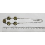 Колье из янтаря (переплавленый) на цепочке, цвет зеленый, круг 20мм