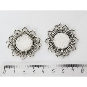 Коннектор-сеттинг "цветок" круг 18мм 2 петли