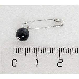 Брошь-булавка с гагатом, шар 6мм