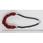 Колье из коралла красного, галтовка на плетеной нити