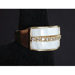 Кольцо с перламутром белым "2 полоски"