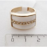 Кольцо с перламутром белым "2 полоски"