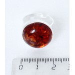 Кольцо с янтарем (переплавленый), цвет коньячный, круг 18мм, безразмерное