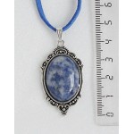 Кулон из лазурита (бело-синий) "медальон", овал 25х18мм