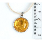 Кулон из янтаря (переплавленый), цвет желтый, круг 18мм