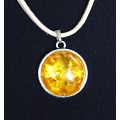 Кулон из янтаря (переплавленый), цвет желтый, круг 18мм