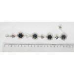 Браслет из обсидиана снежного "ромашки и сердечки", круг 12мм