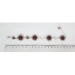 Браслет из яшмы красно-коричневой "ромашки и сердечки", круг 12мм