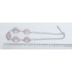  Колье из кварца розового, овалы 25х18мм, 5 камней, на цепочке