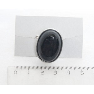 Кольцо c агатом черным, овал 25х18мм, безразмерное (литая оправа)