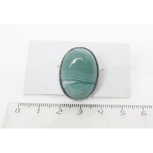 Кольцо c агатом зеленым (тонировка), овал 25х18мм, безразмерное (литая оправа)