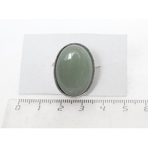 Кольцо c авантюрином зеленым, овал 25х18мм, безразмерное (литая оправа)