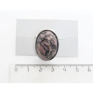  Кольцо с родонитом, овал 25х18мм, безразмерное (литая оправа)