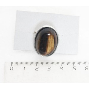 Кольцо с тигровым глазом, овал 25х18мм, безразмерное (литая оправа)