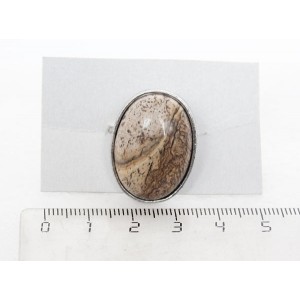 Кольцо с яшмой песочной, овал 25х18мм, безразмерное (литая оправа)