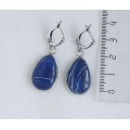 Серьги из лазурита (афг.), капля 20х12мм, швензы посеребрение