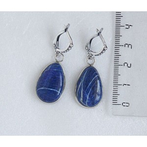 Серьги из лазурита (афг.), капля 20х12мм, швензы посеребрение