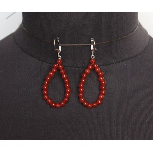 Серьги из сердолика, шарик 4мм, "воздушная капля"