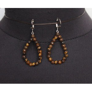  Серьги из тигрового глаза, шарик 4мм, "воздушная капля"