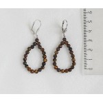  Серьги из тигрового глаза, шарик 4мм, "воздушная капля"