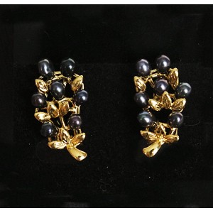 Серьги из жемчуга черного "шелковица" 