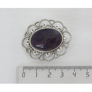 Брошь из аметиста "ромашка", овал 25х18мм