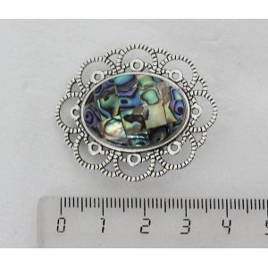 Брошь из гелиотиса "ромашка", овал 25х18мм