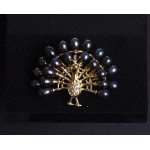 Брошь из жемчуга черного "павлин"