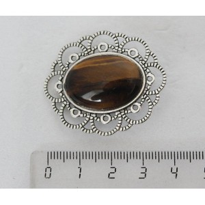 Брошь из тигрового глаза "ромашка", овал 25х18мм