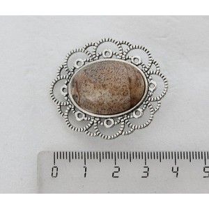 Брошь из яшмы песочной "ромашка", овал 25х18мм