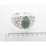 Браслет из авантюрина зеленого, овал 25х18мм, жесткая основа цвет ант.серебро