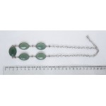 Колье из авантюрина зеленого, овалы 25х18мм, 5 камней, на цепочке