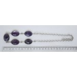 Колье из аметиста, овалы 25х18мм, 5 камней, на цепочке