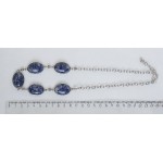 Колье из лазурита (бело-синий), овалы 25х18мм, 5 камней, на цепочке