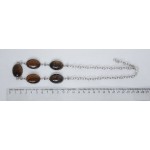 Колье из тигрового глаза, овалы 25х18мм, 5 камней, на цепочке