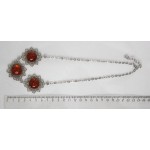 Колье из янтаря (переплавленый) "3 цветка" на цепочке, 48-50см, цвет коньячный, круг 18мм