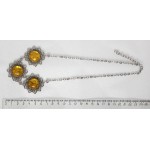 Колье из янтаря (переплавленый) "3 цветка" на цепочке, 48-50см, цвет желтый, круг 18мм