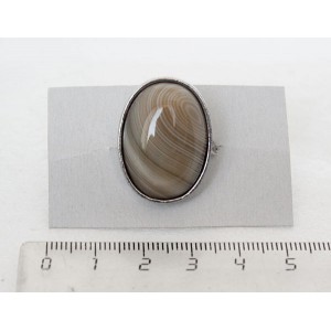 Кольцо c агатом кофейным (тонировка), овал 25х18мм, безразмерное (литая оправа)
