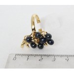 Кольцо  с жемчугом черным "шелковица" 