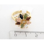 Кольцо мульти "колесо фортуны" (коралл, нефрит, опал, тигровый глаз, черный оникс)