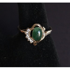 Кольцо с хризопразом (темный) "чайка"