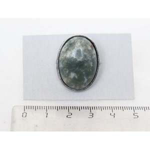 Кольцо с яшмой зеленой, овал 25х18мм, безразмерное (литая оправа)