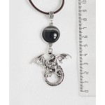 Кулон из агата черного "тигр", круг 18мм