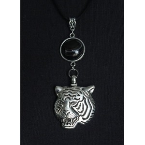 Кулон из агата черного "тигр", круг 18мм