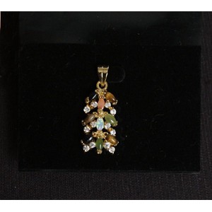 Кулон мульти "косичка" (коралл, нефрит, опал, тигровый глаз, черный оникс)