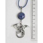 Кулон из лазурита (бело-синий) "дракон", круг 18мм