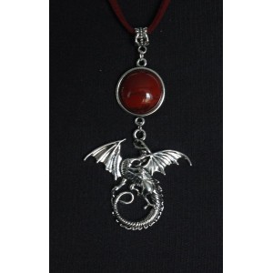 Кулон из яшмы красной "дракон", круг 18мм
