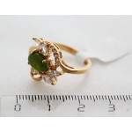 Кольцо с нефритом "4 страза + цирконы"