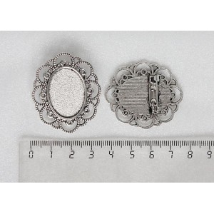  Основа для броши "ромашка", сеттинг 25х18мм, цвет ант.серебро