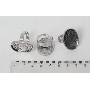 Основа для кольца литая безразмерная, сеттинг 25х18мм, цвет ант.серебро